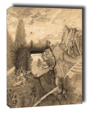 Hikers climbing up to a Mountain Chalet - obraz na płótnie 30x40 cm