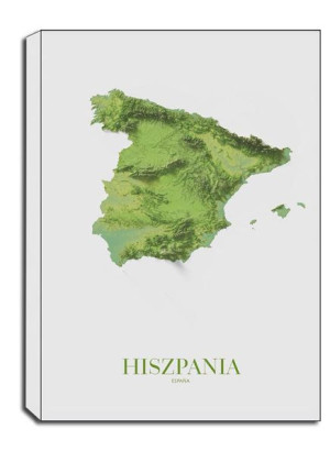 Hiszpania, mapa - obraz na płótnie 40x60 cm