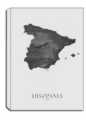 Hiszpania, mapa grafitowa - obraz na płótnie 40x50 cm