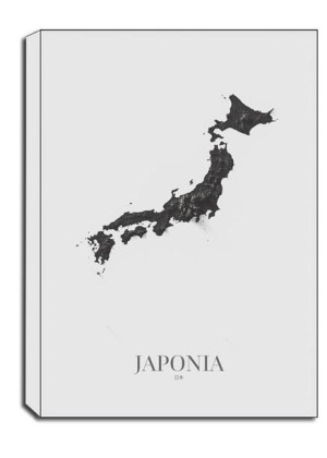 Japonia, mapa grafitowa - obraz na płótnie 70x100 cm