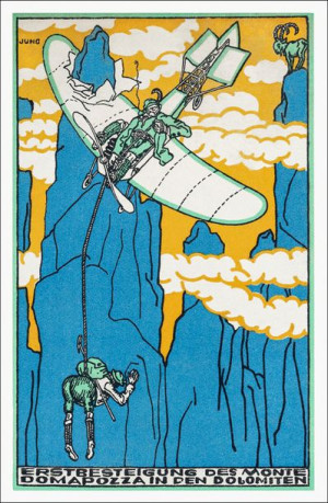First Ascent of Monte Domapozza in the Dolomites, Moriz Jung - plakat 40x50