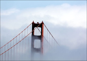Fog rolls across the Golden Gate Bridge in San Francisco, Carol Highsmith -