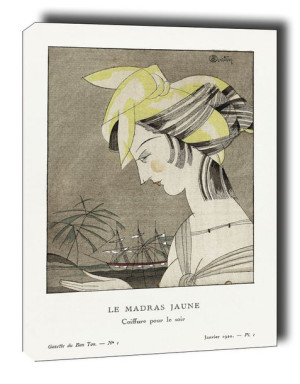 Le madras jaune, coiffure pour le soir - obraz na płótnie 50x70 cm