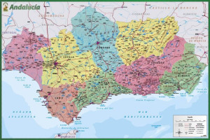 Hiszpania Andaluzja Mapa - plakat 91,5x61 cm