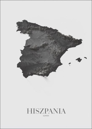 Hiszpania, mapa grafitowa - plakat 59,4x84,1 cm