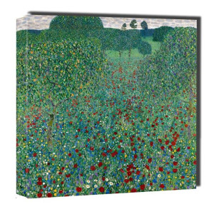 Makowe pole, Gustav Klimt - obraz na płótnie 50x50 cm