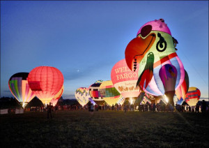 Hot air balloons at the National Balloon Classic in Indianola, Iowa, Carol