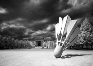 Infrared view of the Nelson Atkins Art Museum in Kansas City, Missouri., Ca