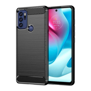 Carbon Case elastyczne etui pokrowiec Motorola Moto G60S czarny