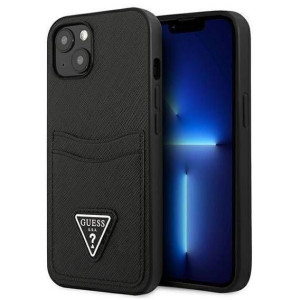 Etui IPHONE 13 Guess Hardcase Saffianotriangle Logo Cardslot (GUHCP13MPSATP