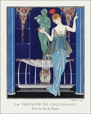 La Fontaine de coquillages: Robe du soir de Paquin, George Barbier - plakat