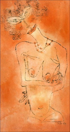 Lady Inclining Her Head, Paul Klee - plakat 50x70 cm