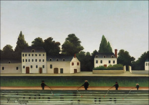 Landscape and Four Fisherman, Henri Rousseau - plakat 29,7x21 cm