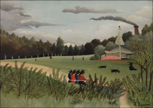 Landscape and Four Young Girls, Henri Rousseau - plakat 29,7x21 cm