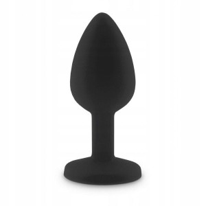 Duży Korek Analny Plug Czarny Z Kamieniem Seksi