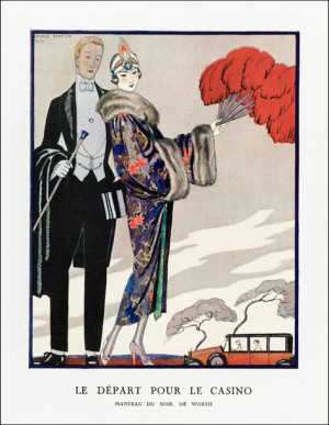 Le départ pour le casino, Manteau du soir, de Worth, George Barbier - plaka