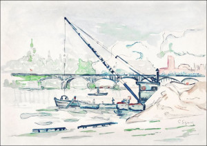 Le Pont des Arts painting in high resolution, Paul Signac - plakat 50x40 cm