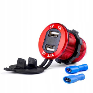 Wododporna Ładowarka 2.1a 2xusb 12-24v +woltomierz