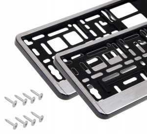2x Ramka Pod Rejestracje Szczotkowane Aluminium