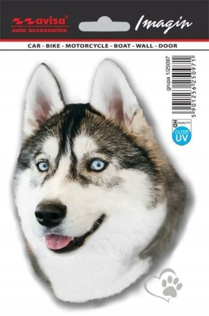 Naklejka na samochód - Pies Husky 11x14,5cm