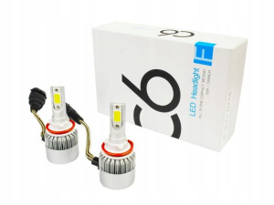 Zestaw żarówek LED H9 H11 C6 COB 7600lm 12V 72W