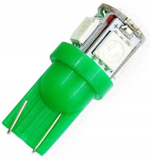 Żarówka Led W5w T10 R10 5smd Zielona