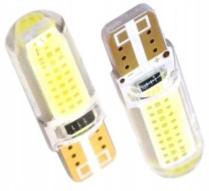 Żarówka LED W5W T10 12V 2xCOB 150lm SILIKONOWA 360