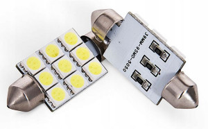 ŻARÓWKA LED C5W C10W 9xSMD 36mm 12V 135lm zimna