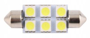 ŻARÓWKA LED C5W C10W 6xSMD 42mm 12V 90lm zimna
