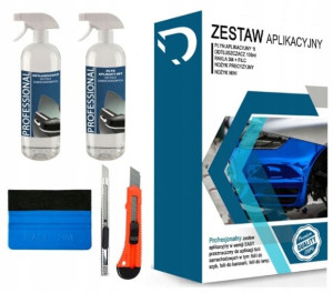 Zestaw Aplikacyjny Płyn+odtłuszczacz+rakle+nożyk