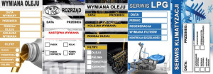Naklejka Serwisowa wymiana OLEJU ROZRZĄD 10 sztuk