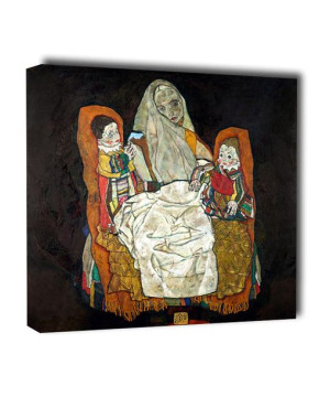 Matka z dwójką dzieci III, Egon Schiele - obraz na płótnie 40x40 cm