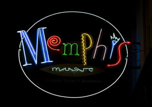 Memphis Music neon sign on Beale Street, Tennessee., Carol Highsmith - plak
