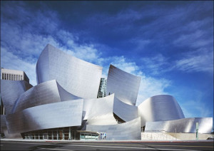 Modernist architect Frank Gehry’s Walt Disney Concert Hall, Los Angeles, Ca