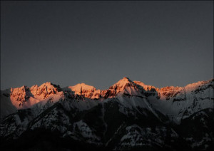 Mountain-sunset view from Telluride, once a mining boomtown and now a popul