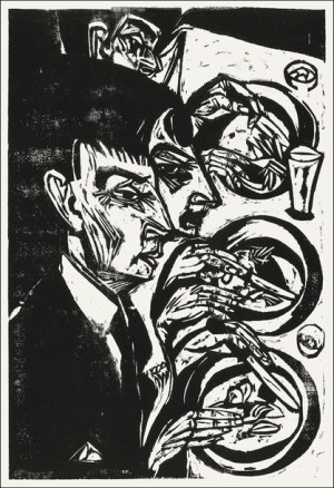 Nervous People at Dinner, Ernst Ludwig Kirchner - plakat 21x29,7 cm