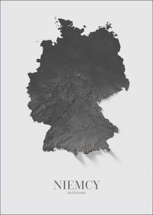 Niemcy, mapa grafitowa - plakat 29,7x42 cm