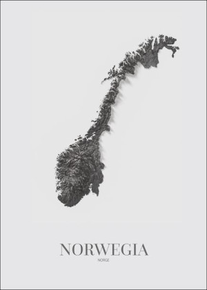 Norwegia, mapa grafitowa - plakat 60x80 cm
