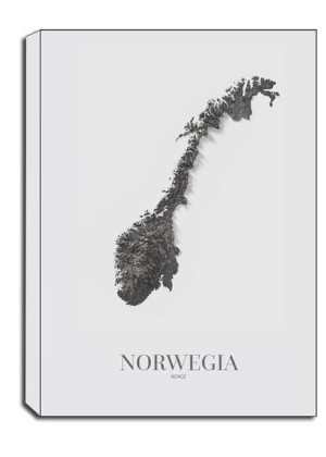 Norwegia, mapa grafitowa - obraz na płótnie 70x100 cm