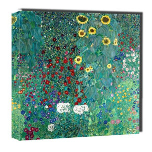 Ogród wiejski ze słonecznikami, Gustav Klimt - obraz na płótnie 40x40 cm
