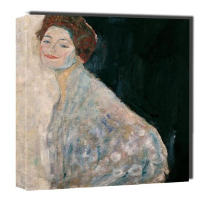 Portret damy w bieli, Gustav Klimt - obraz na płótnie 50x50 cm