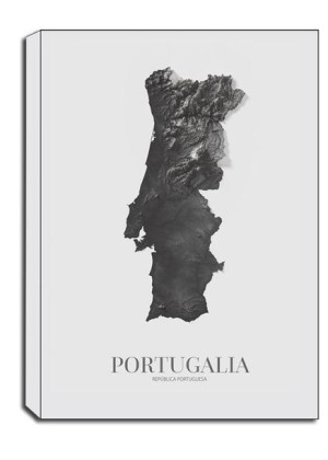 Portugalia, mapa grafitowa - obraz na płótnie 20x30 cm