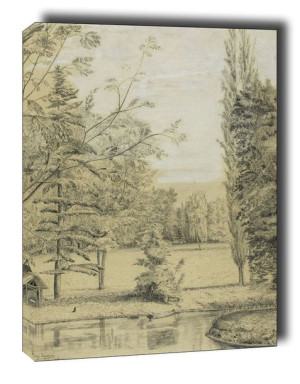 River and Park Landscape - obraz na płótnie 40x60 cm