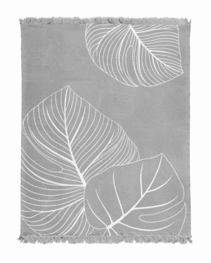 Koc Liscie 150x200 Bawełna  Premium Popiel