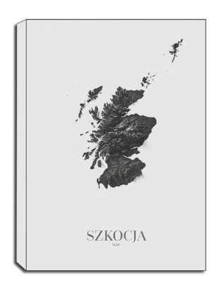 Szkocja, mapa grafitowa - obraz na płótnie 50x70 cm