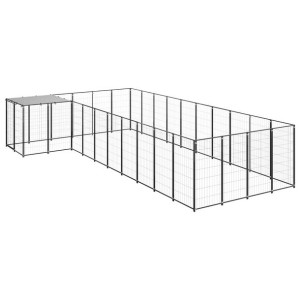 Kojec dla psa, czarny, 13,31 m², stalowy