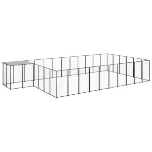 Kojec dla psa, czarny, 19,36 m², stalowy