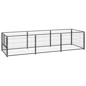 Kojec dla psa, czarny, 3 m², stalowy