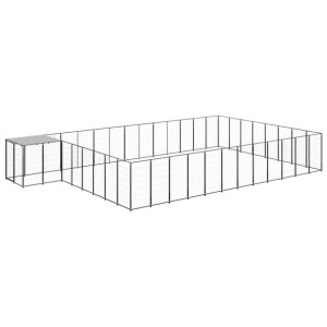 Kojec dla psa, czarny, 30,25 m², stalowy
