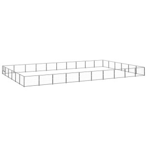 Kojec dla psa, czarny, 60 m², stalowy